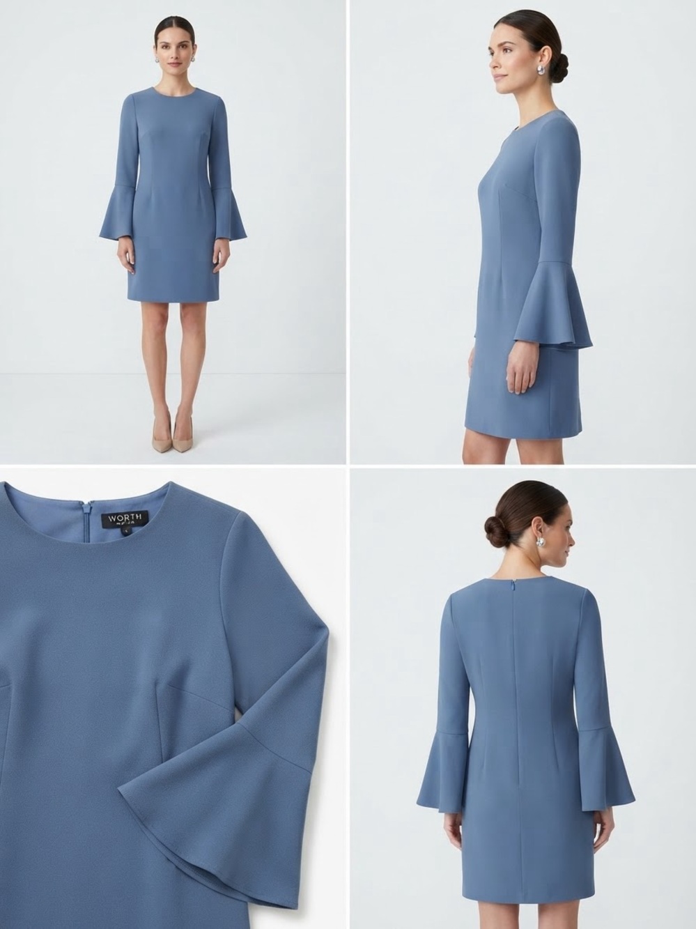 Worth New York Blue Bell Sleeve Shift Dress | Size 6